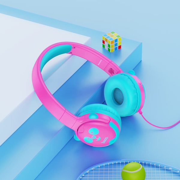 Накладні навушники Hoco W31 Childrens (3.5mm/1.2m) Рожево-блакитний - Зображення 3