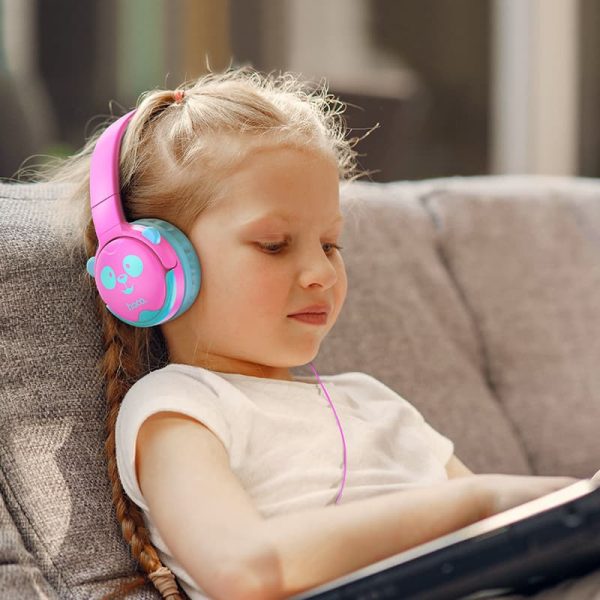 Накладні навушники Hoco W31 Childrens (3.5mm/1.2m) Рожево-блакитний - Зображення 4