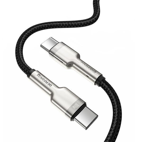 Дата кабель Baseus Cafule Series Metal Type-C to Type-C 100W (1m) (CATJK-C) Чорний - Зображення 2