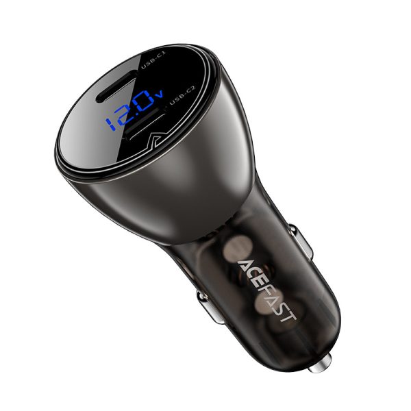 АЗП Acefast B10 metal car charger with digital display 60W (1USB-A/1C) Чорний - Зображення 3