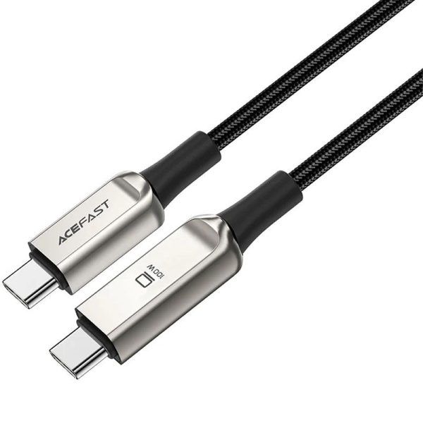 Дата кабель Acefast C6-03 USB-C to USB-C 100W zinc alloy digital display braided (2m) Срібний - Зображення 2