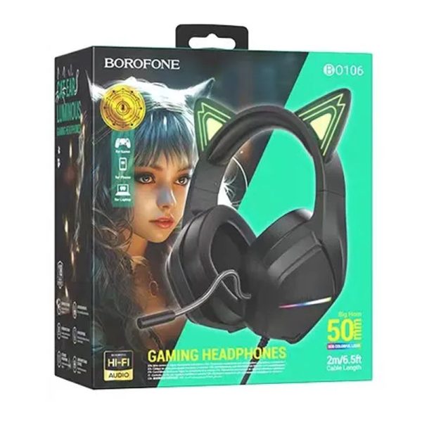 Накладні навушники BOROFONE BO106 Cute cat (USB+3.5mm/2m) Elf Cat - Зображення 4