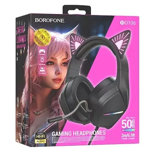 Накладні навушники BOROFONE BO106 Cute cat (USB+3.5mm/2m) Phantom Cat - Зображення 6