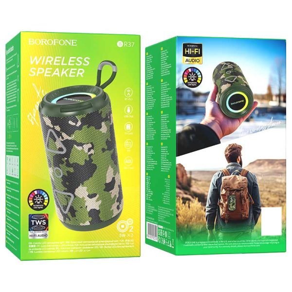 Bluetooth Колонка Borofone BR37 Noble sports Камо Зелений - Зображення 3