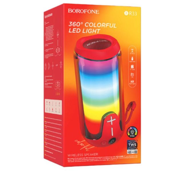 Bluetooth Колонка Borofone BR33 Pulse color sports Червоний - Зображення 3
