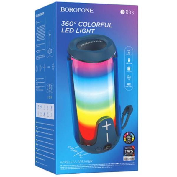 Bluetooth Колонка Borofone BR33 Pulse color sports Синій - Зображення 2