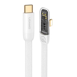 Дата кабель USAMS US-SJ586 Type-C to Lightning PD 20W Right-angle (2m) Білий
