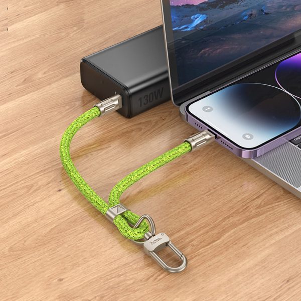 Дата кабель-шнурок Hoco GH5 Elegant Type-C to Lightning (0.21m) Fluorescent Зелений - Зображення 4