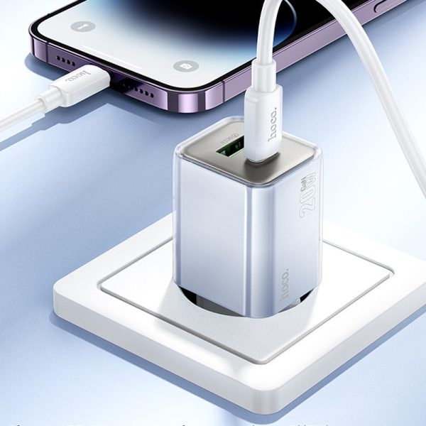 Зарядний пристрій Hoco N46 Glorious PD20W+QC3.0 (1USB-A/1C) + кабель Type-C to Lightning Синій - Зображення 5