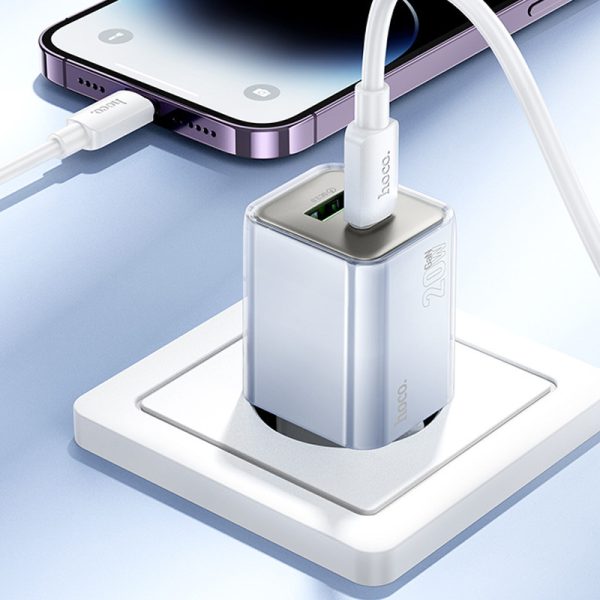 Зарядний пристрій Hoco N46 Glorious PD20W+QC3.0 (1USB-A/1C) Синій - Зображення 5