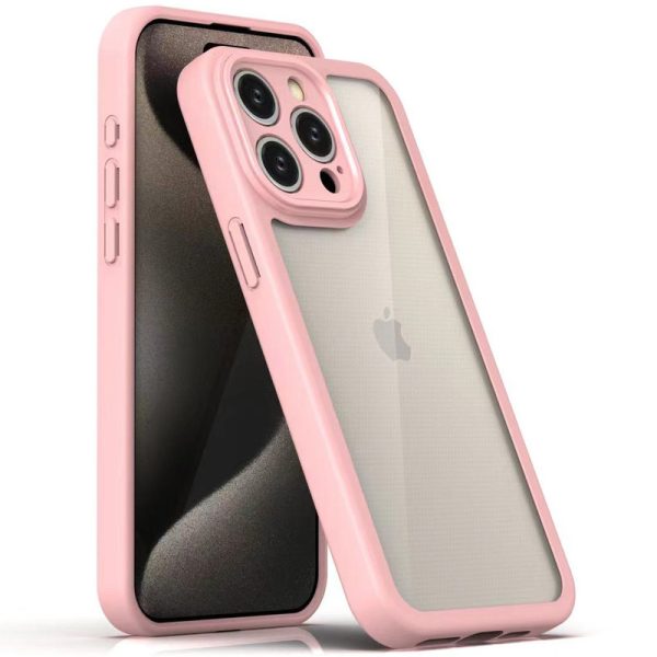 Чохол для iPhone 15 Pro Рожевий Прозорий + Colour 1,5mm