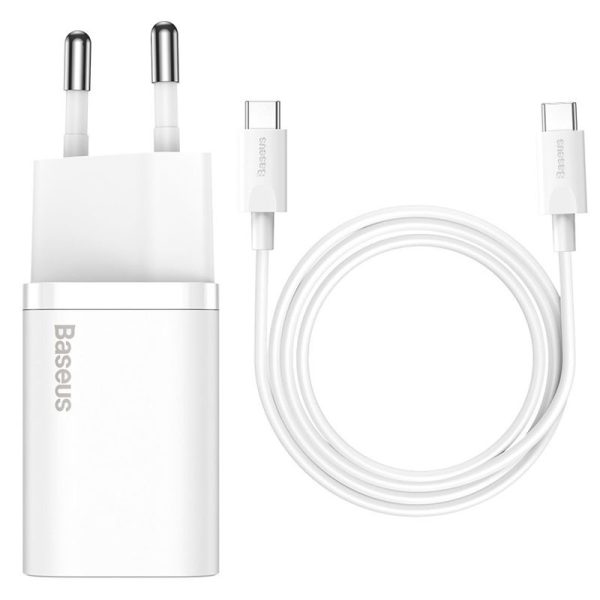 Зарядний пристрій Baseus Super Si Quick Charger 25W (1USB-C) + кабель Type-C to Type-C (TZCCSUP-L) Білий