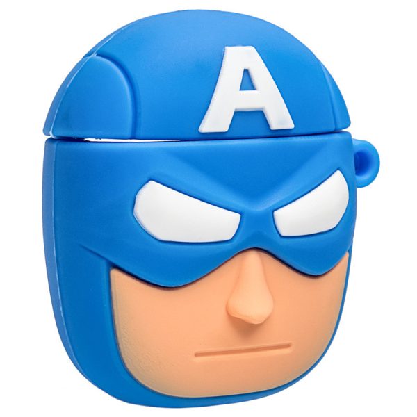 Силіконовий футляр для AirPods 1/2 + карабін Капітан Америка/Синій Marvel & DC series - Зображення 3
