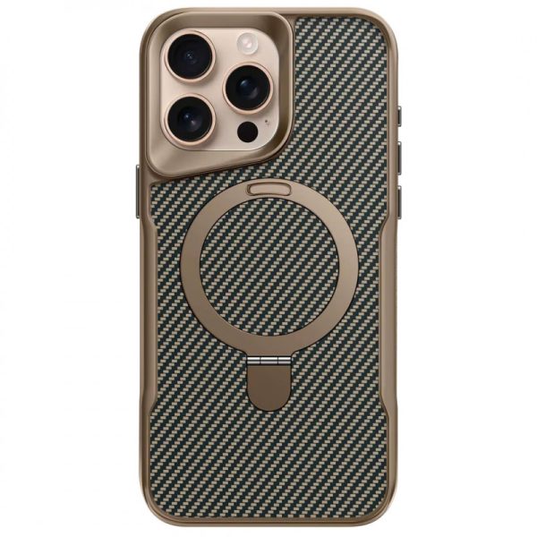 Чохол для iPhone 15 Pro Золотий Metal Buttons with MagSafe Carbon Ring