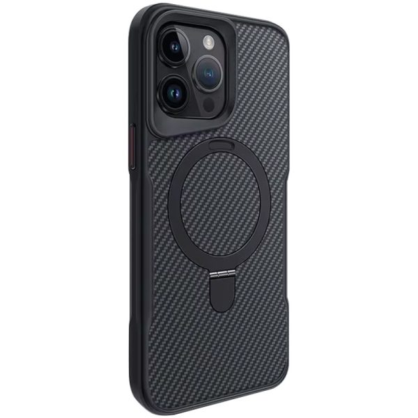 Чохол для iPhone 15 Pro Max Чорний Metal Buttons with MagSafe Carbon Ring