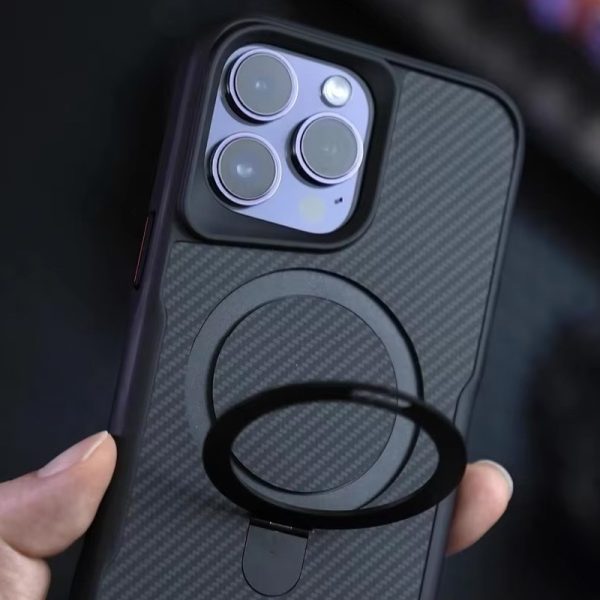 Чохол для iPhone 15 Pro Max Чорний Metal Buttons with MagSafe Carbon Ring - Зображення 3
