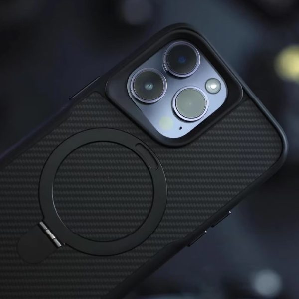 Чохол для iPhone 15 Pro Max Чорний Metal Buttons with MagSafe Carbon Ring - Зображення 4