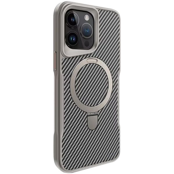 Чохол для iPhone 15 Pro Max Сірий Metal Buttons with MagSafe Carbon Ring