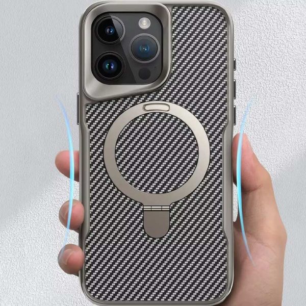 Чохол для iPhone 15 Pro Max Сірий Metal Buttons with MagSafe Carbon Ring - Зображення 2