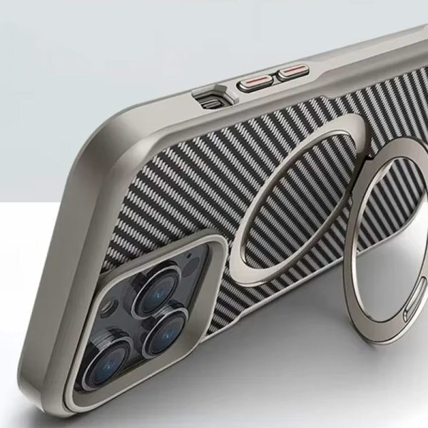 Чохол для iPhone 15 Pro Max Сірий Metal Buttons with MagSafe Carbon Ring - Зображення 3