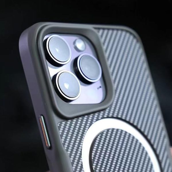 Чохол для iPhone 15 Pro Max Сірий Metal Buttons with MagSafe Carbon Ring - Зображення 5