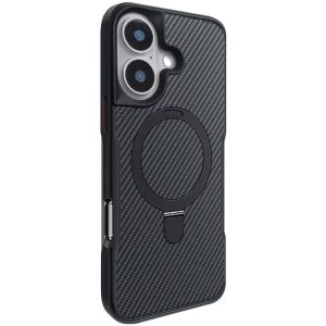 Чохол для iPhone 16 Чорний Metal Buttons with MagSafe Carbon Ring