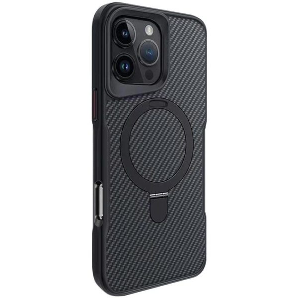 Чохол для iPhone 16 Pro Max Чорний Metal Buttons with MagSafe Carbon Ring