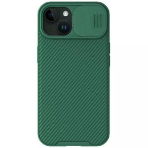 Карбонова для iPhone 15 накладка Nillkin CamShield Pro Magnetic зелений