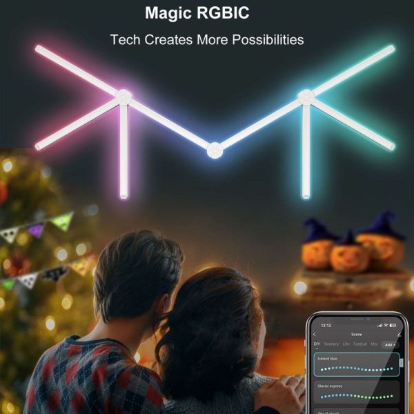 Модульный настінний світильник LED RGB 5V SAL-014B 9pcs Bluetooth USB with app - Зображення 3
