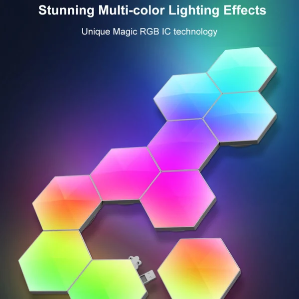 Модульный настінний світильник LED RGB 5V соты SAL-011B 10pcs Bluetooth USB with app - Зображення 7