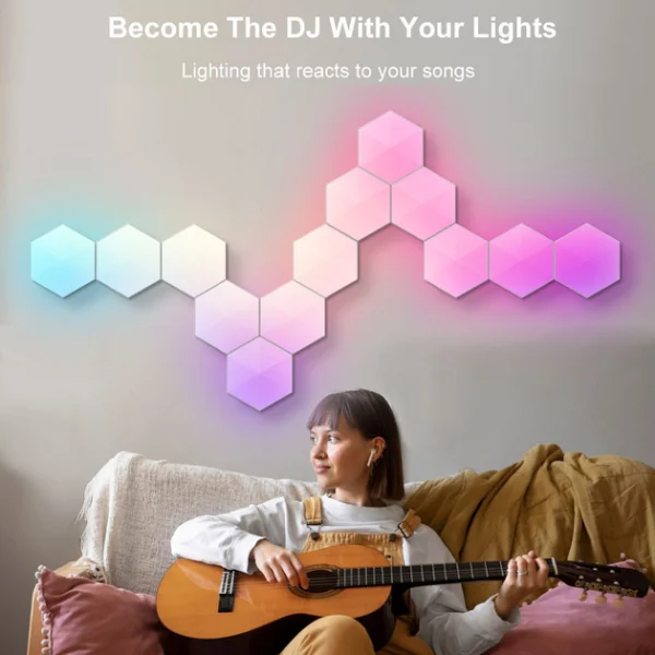 Модульный настінний світильник LED RGB 5V соты SAL-011B 10pcs Bluetooth USB with app - Зображення 4