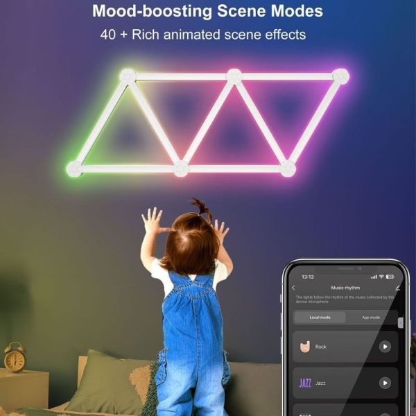 Модульный настінний світильник LED RGB 5V SAL-014B 9pcs Bluetooth USB with app - Зображення 4