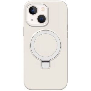 Чохол для iPhone 15 з кільцем сіліконовий Case Full Protective білий
