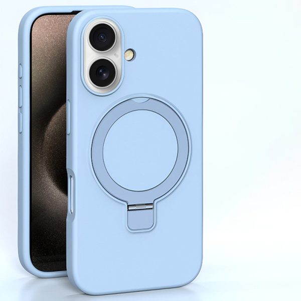 Чохол для iPhone 16 з кільцем сіліконовий Case Full Protective блакитний - Зображення 2