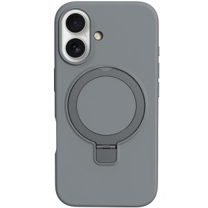 Чохол для iPhone 16 з кільцем сіліконовий Case Full Protective сірий