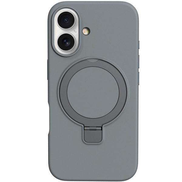 Чохол для iPhone 16 з кільцем сіліконовий Case Full Protective сірий