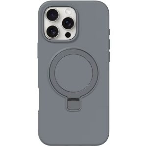 Чохол для iPhone 16 Pro з кільцем сіліконовий Case Full Protective сірий