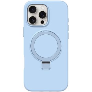 Чохол для iPhone 16 Pro Max з кільцем сіліконовий Case Full Protective блакитний