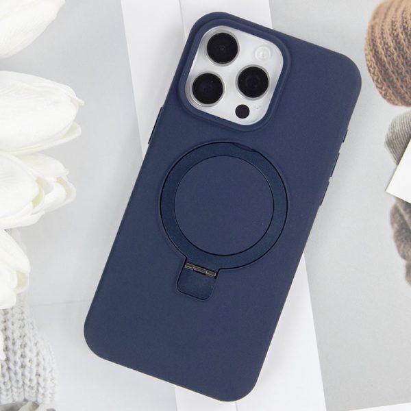 Чохол для iPhone 16 Pro Max з кільцем сіліконовий Case Full Protective блакитний - Зображення 2