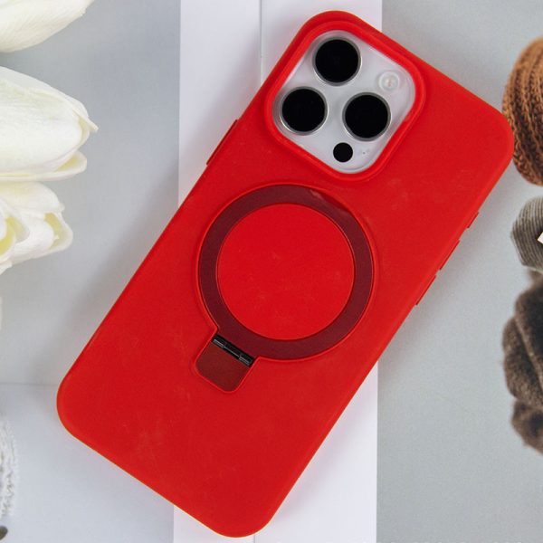 Чохол для iPhone 16 Pro Max з кільцем сіліконовий Case Full Protective червоний - Зображення 3