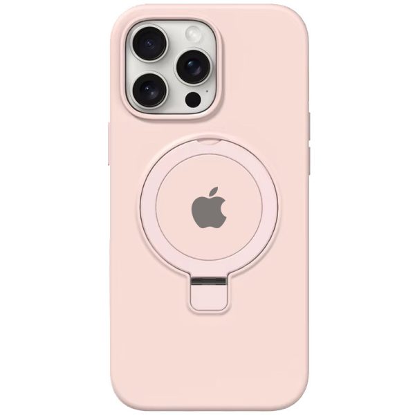 Чохол для iPhone 12 Pro з кільцем сіліконовий Case Full Protective рожевий