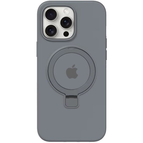 Чохол для iPhone 14 Pro з кільцем сіліконовий Case Full Protective сірий