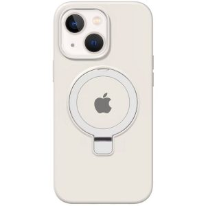 Чохол для iPhone 15 з кільцем сіліконовий Case Full Protective білий