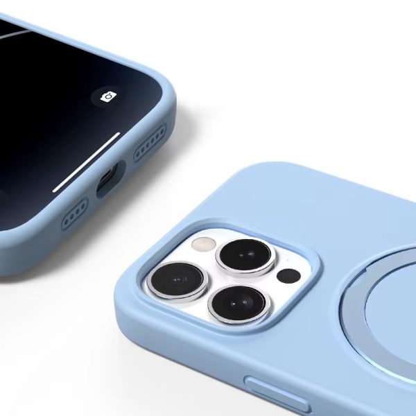 Чохол для iPhone 15 Pro з кільцем сіліконовий Case Full Protective блакитний - Зображення 2