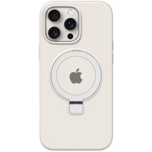 Чохол для iPhone 15 Pro з кільцем сіліконовий Case Full Protective білий