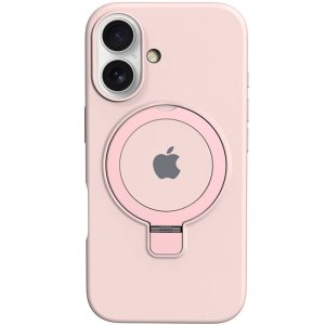 Чохол для iPhone 16 з кільцем сіліконовий Case Full Protective рожевий