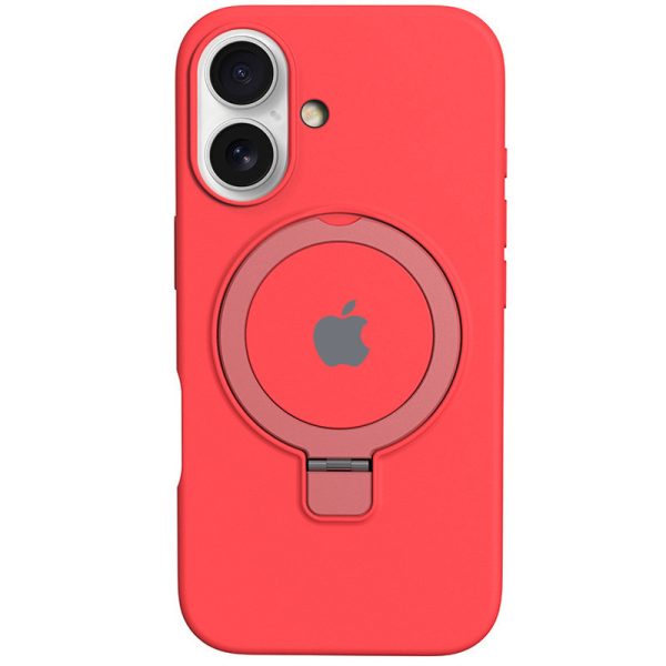 Чохол для iPhone 16 з кільцем сіліконовий Case Full Protective червоний