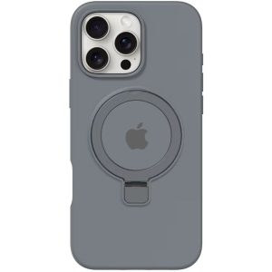 Чохол для iPhone 16 Pro з кільцем сіліконовий Case Full Protective сірий