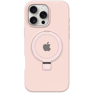 Чохол для iPhone 16 Pro з кільцем сіліконовий Case Full Protective рожевий