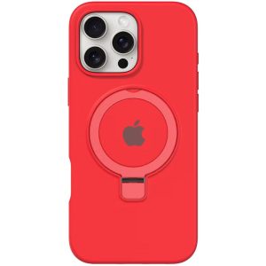 Чохол для iPhone 16 Pro з кільцем сіліконовий Case Full Protective червоний